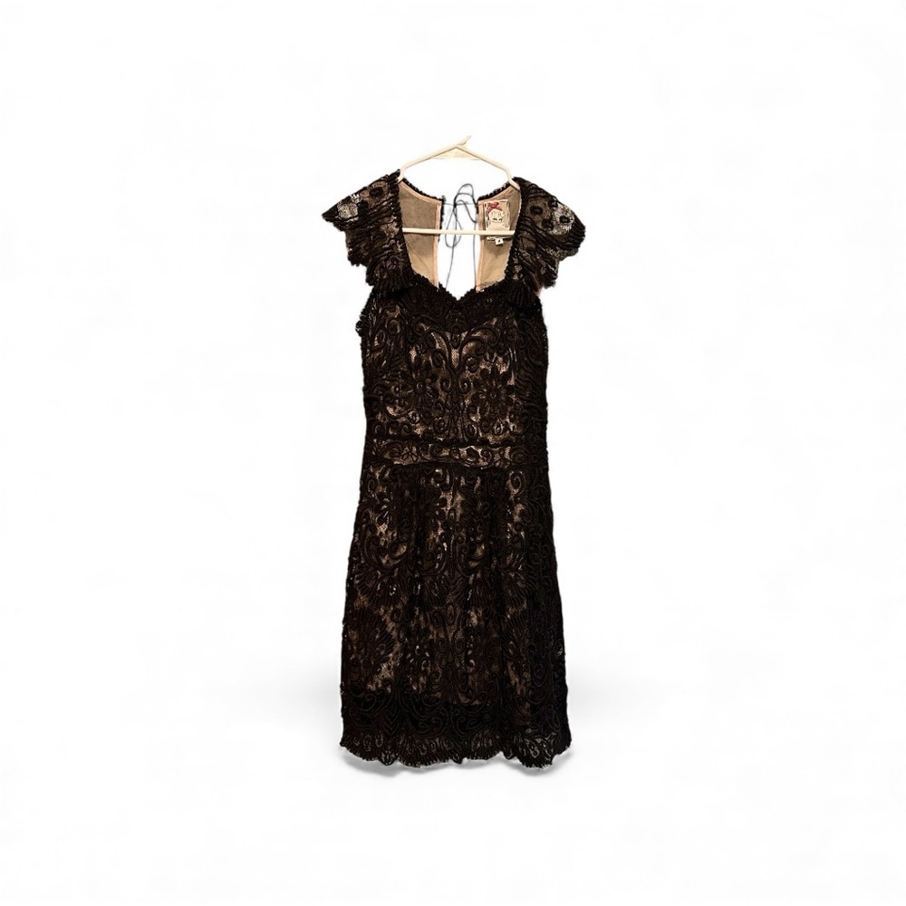Yoana Baraschi Black Lace Overlay Dress Size 4 - Picture 1 of 8